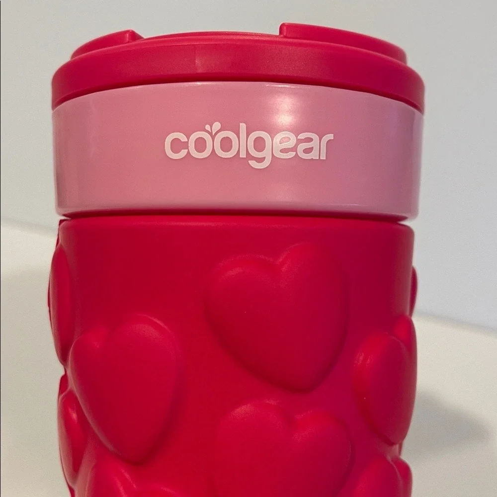 CoolGear‎ Soft Foam Pink Heart 20oz Tumbler Water Bottle NWT